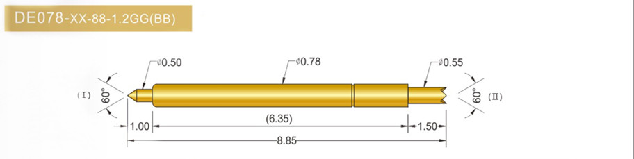 078雙頭探針尺寸、BGA雙頭頂針、雙向可動(dòng)探針、帶彈簧頂針、測試探針