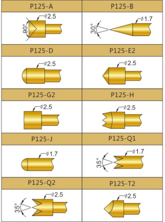 P125測(cè)試探針頭型