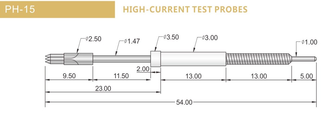 PH-15測試探針尺寸，華榮華探針選型規(guī)格